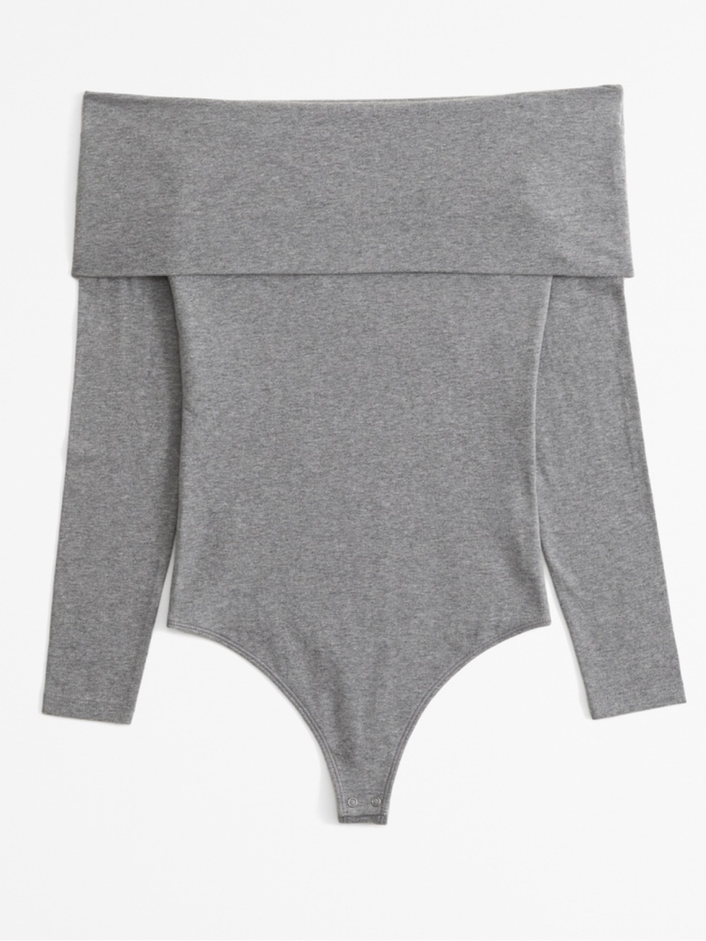 Abercrombie & Fitch Off-Shoulder Long Sleeve Cotton Blend Seamless Gray Bodysuit